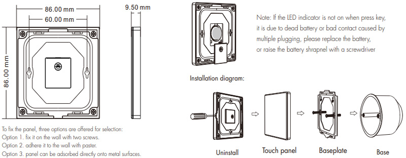 Wall Mounted LED Touch Panel Remote Control Tw1-4 Structures