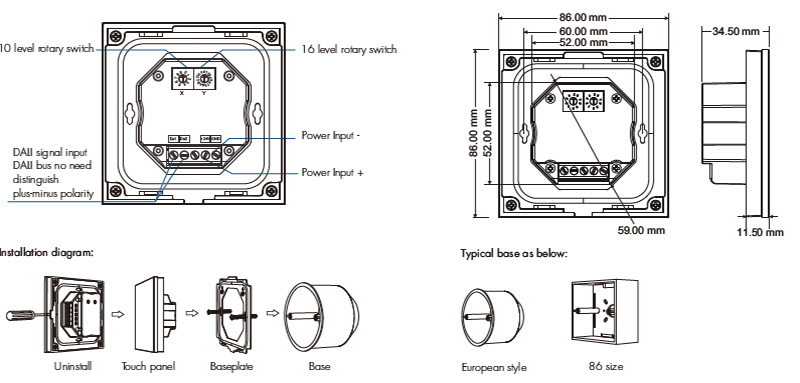 LED CCT Wall Light Panels DALI Master for Home TL4-2D Structures