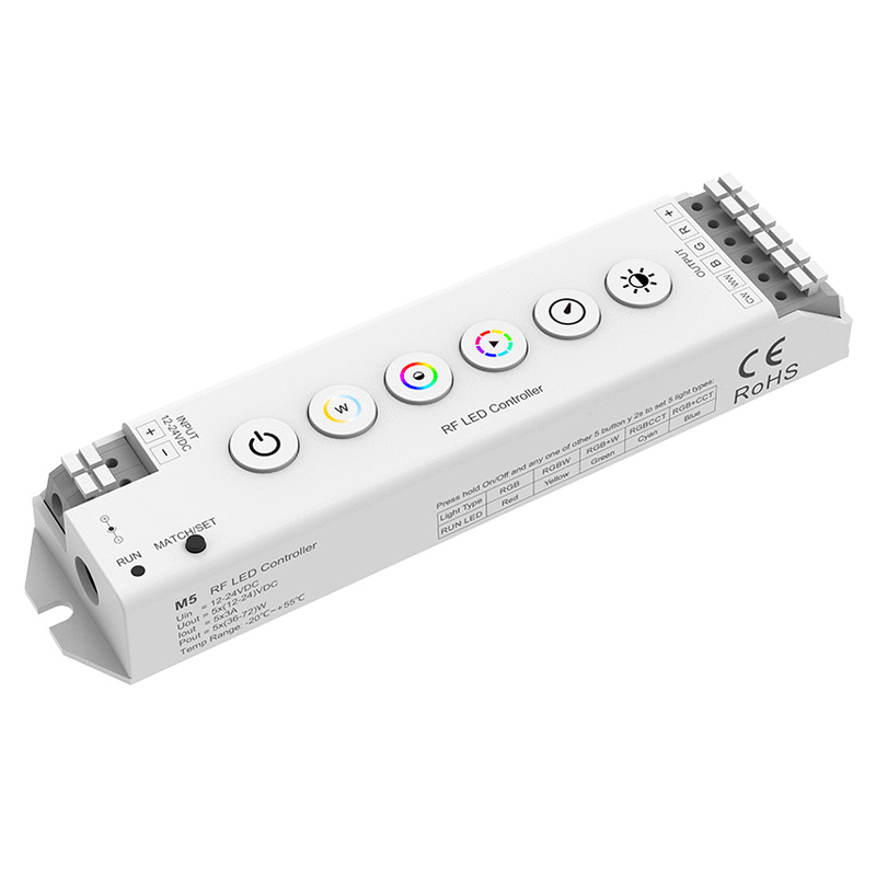 6 tlačítek Konstantní napětí RGB CCT LED Ovladač světel M5 6 tlačítek Konstantní napětí RGB CCT LED Ovladač světel M5