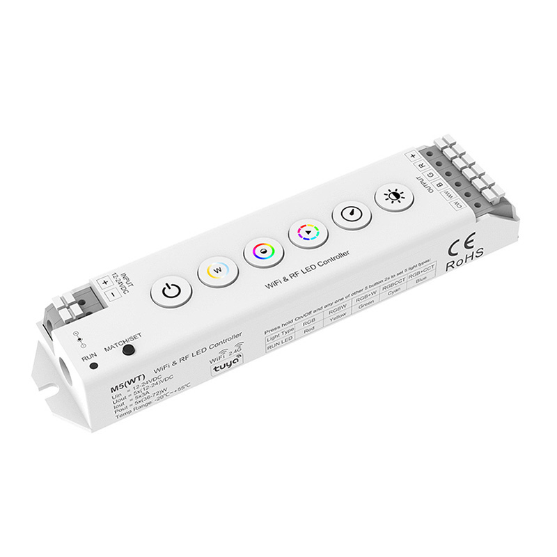 6 tlačítek Tuya Wifi LED RGBW ovladač s RF ovládáním M5(WT)