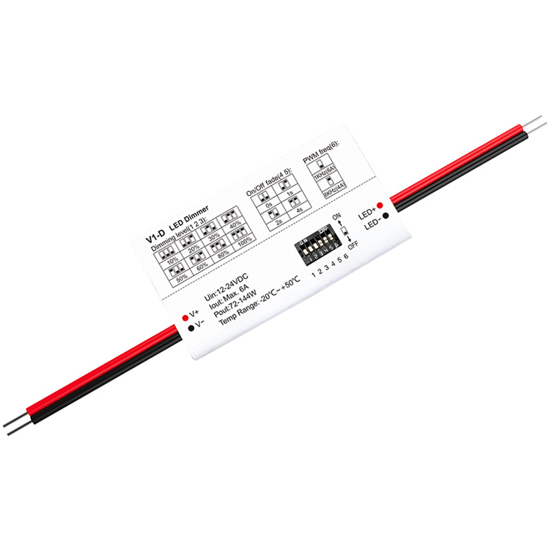 6 DIP přepínačů 12 až 24V LED stmívač světla bez RF V1-D 6 DIP přepínačů 12 až 24V LED stmívač světla bez RF V1-D