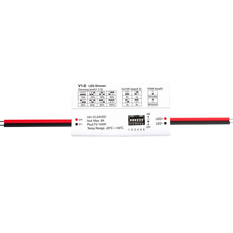 6 DIP přepínačů 12 až 24V LED stmívač světla bez RF V1-D 6 DIP přepínačů 12 až 24V LED stmívač světla bez RF V1-D