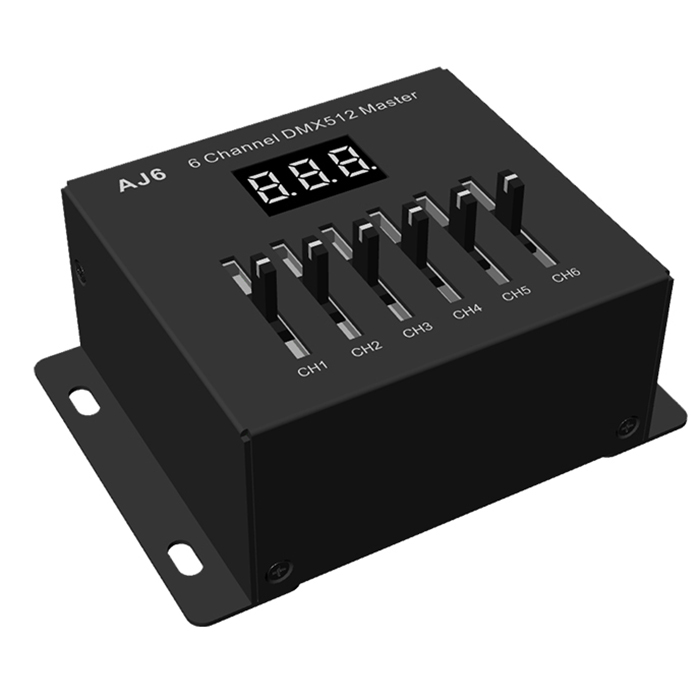 AJ6 DC5-12V 6 Channels DMX Dimmer With One 3 Digital LED Display