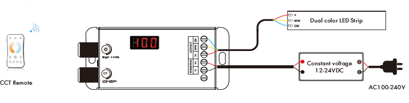 PWM Dimmer Switch pro LED světla V2-B Schéma zapojení