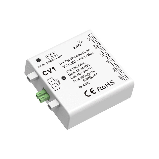 12VDC 6CH RF & Sensor Synchronní stmívatelná LED ovládací skříňka CV1