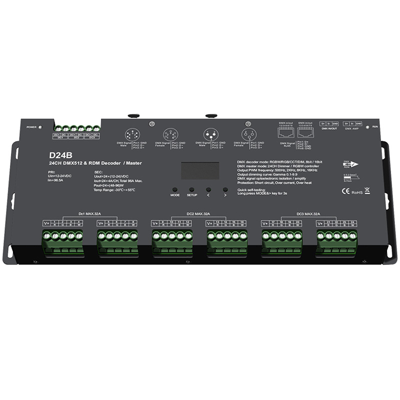 D24B 16Bit 24CH 4v1 LED osvětlovací pás DMX 512 a dekodér RDM D24B 16Bit 24CH 4v1 LED osvětlovací pás DMX 512 a dekodér RDM