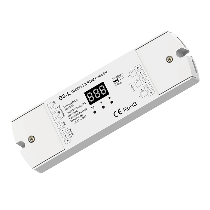 12-24VDC 3CH*6A CV DMX Decoder D3-L 12-24VDC 3CH*6A CV DMX Decoder D3-L