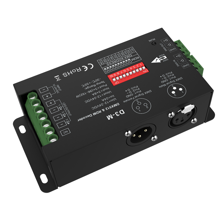 3CH*8A 12-24VDC CV DMX dekodér D3-M 3CH*8A 12-24VDC CV DMX dekodér D3-M