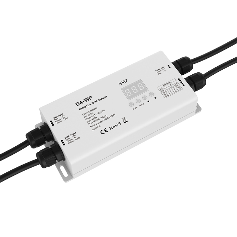 4 Channel Constant Voltage Waterproof DMX512 & RDM Decoder D4-WP 4 Channel Constant Voltage Waterproof DMX512 & RDM Decoder D4-WP
