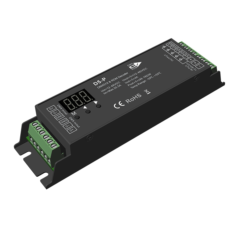 DC12-48V 5 Channel Constant Voltage DMX512&RDM Decoder D5-P