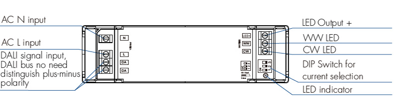 DA-12A-2 12W DALI CCT Dimming LED Struktury ovladače