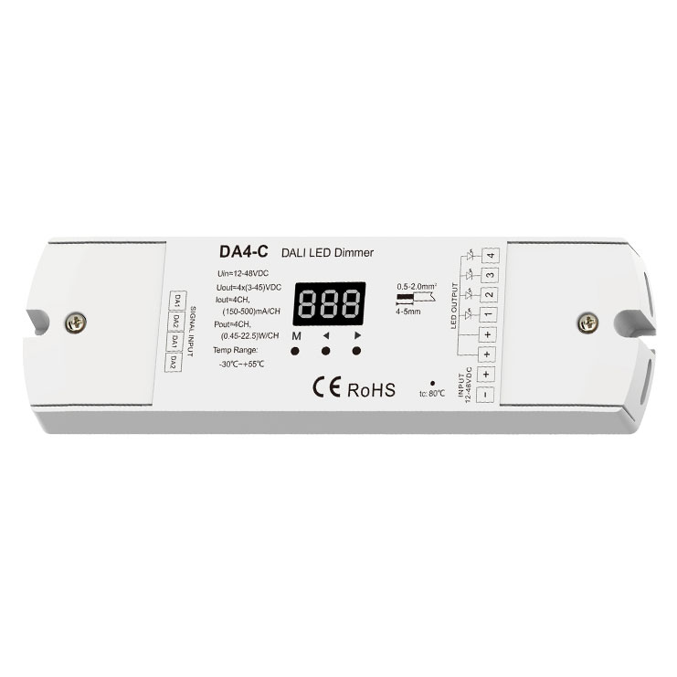 4CH*(150-500mA/350-1200mA) 12-48VDC Constant Current DALI Dimmer DA4-C (DT6)