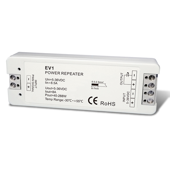 DC5-36V 1CH Konstantspannungs-Leistungsverstärker EV1 für einfarbige LED-Streifen