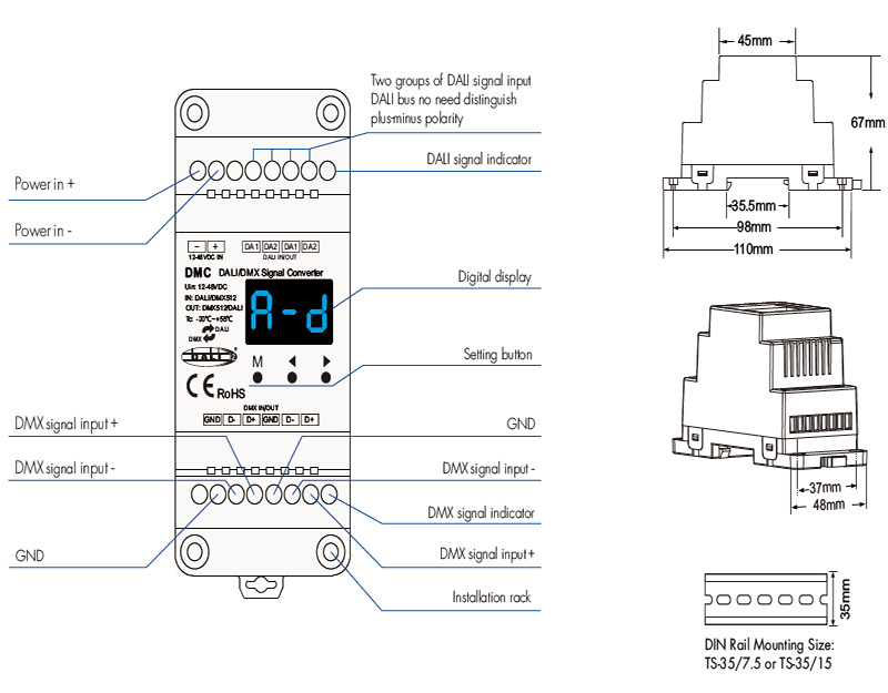 DMC DALI zu DMX512 Signalkonverterstrukturen