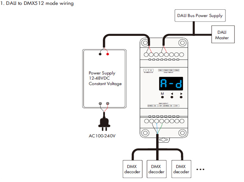 Schaltplan für den DMC DALI-zu-DMX512-Signalkonverter