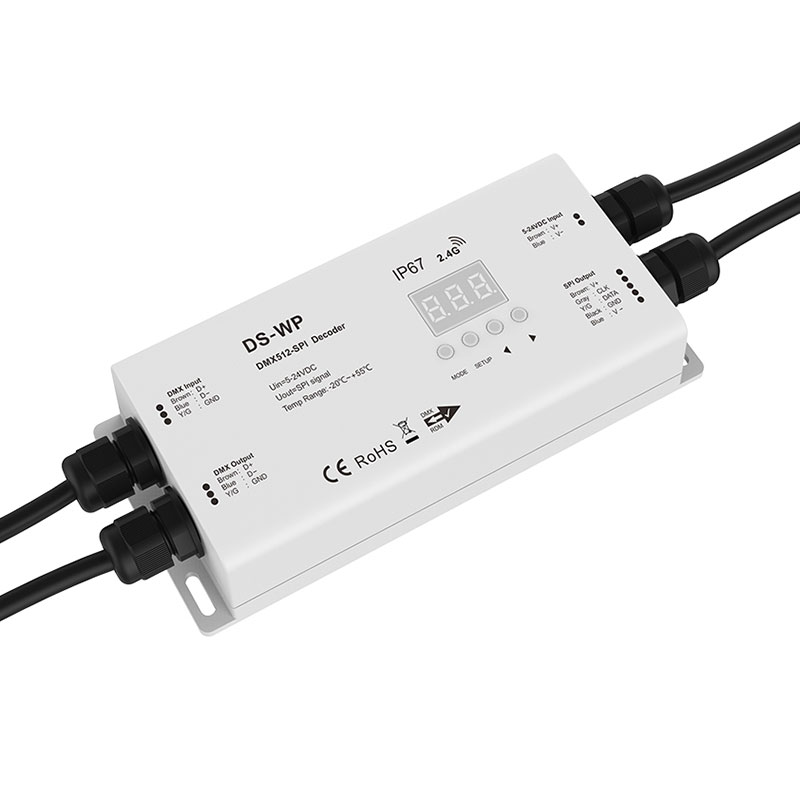 5-24VDC IP67 vodotěsný RF DMX512-SPI dekodér DS-WP pro adresovatelné RGB a RGBW LED pásky 5-24VDC IP67 vodotěsný RF DMX512-SPI dekodér DS-WP pro adresovatelné RGB a RGBW LED pásky