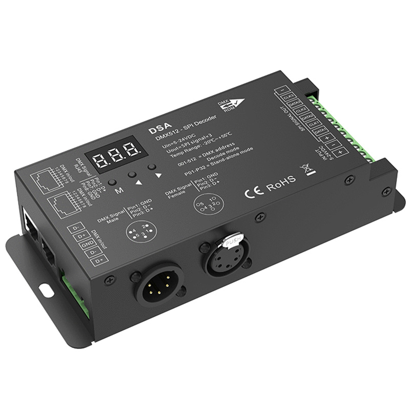 DSA RF Remote DMX512 až SPI LED RGBW světelný pásek Dekodér DSA RF Remote DMX512 až SPI LED RGBW světelný pásek Dekodér