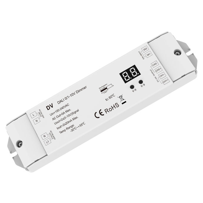 100-240VAC 2CH*20mA DALI 0/1-10V Dimmer DV (DT5) 100-240VAC 2CH*20mA DALI 0/1-10V Dimmer DV (DT5)