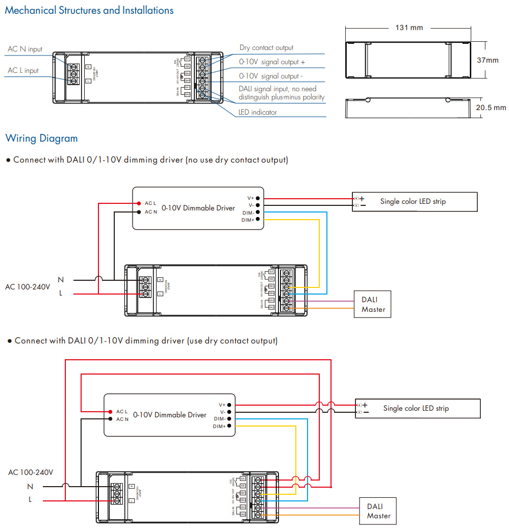 Převodník DV1 1CH 10A DALI DT5 na 0-10V 1-10V