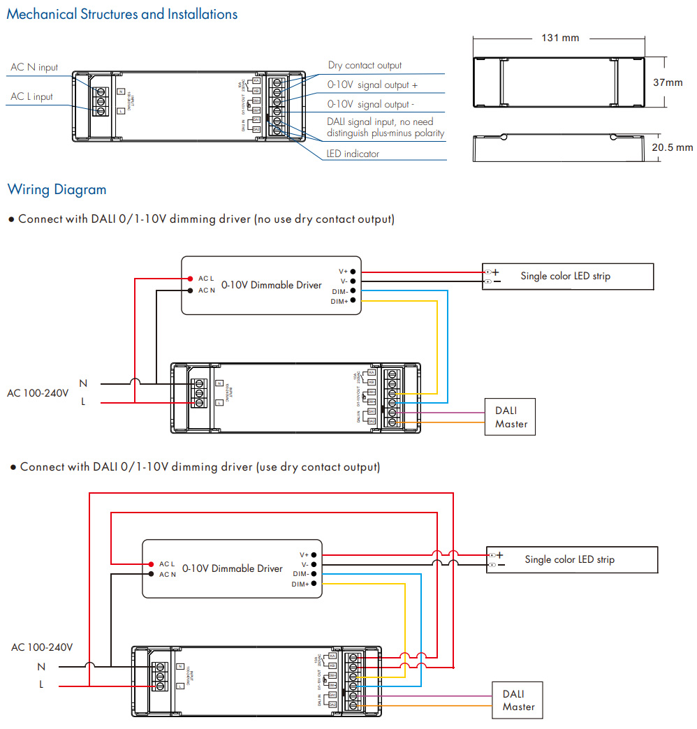 DV1 1CH 10A DALI DT5 to 0-10V 1-10V Converter