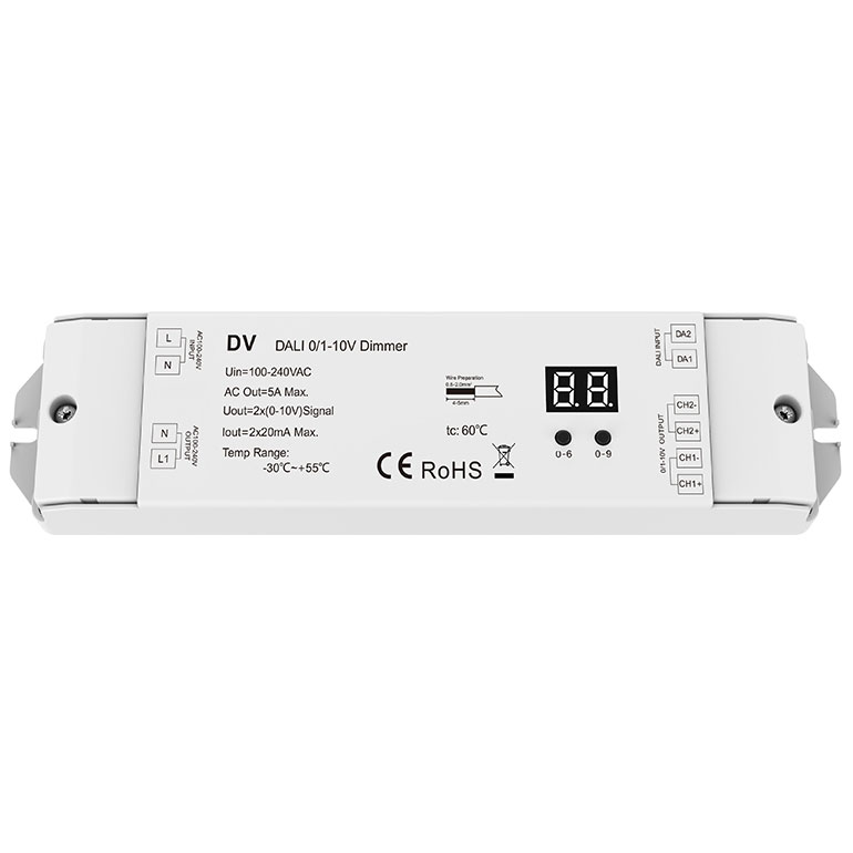 100-240VAC 2CH*20mA DALI 0/1-10V Dimmer DV (DT5) 100-240VAC 2CH*20mA DALI 0/1-10V Dimmer DV (DT5)