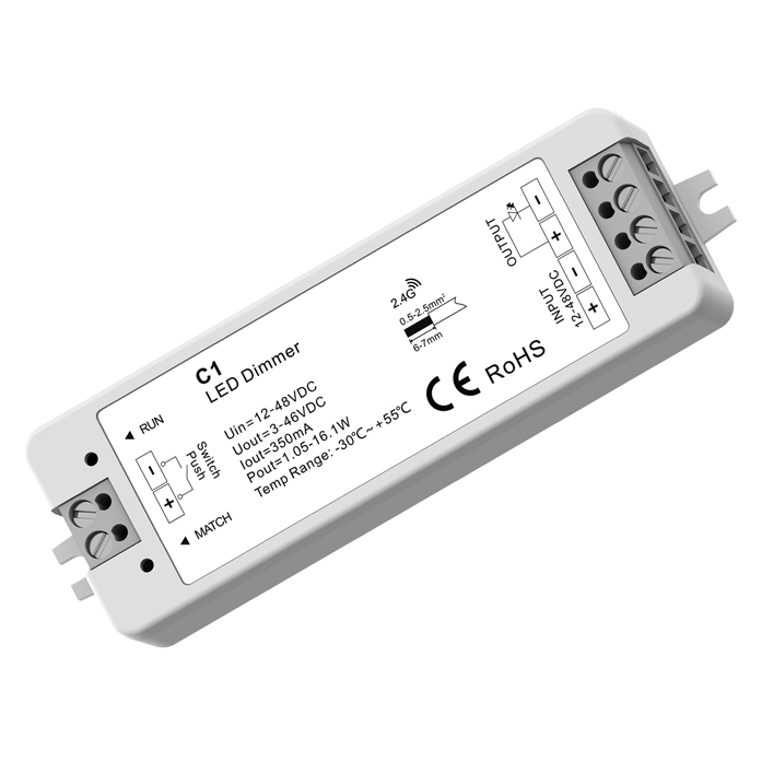 1CH*350mA 12-48VDC CC ovladač stmívání (Push Dim) C1