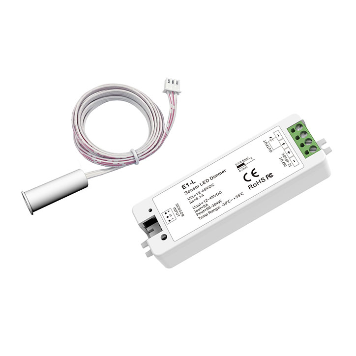 12-48VDC 8A dveřní senzor + LED ovladač E1-L+ED(C) pro jednobarevná LED pásková světla