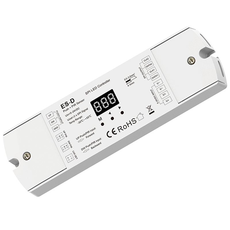 ES-D 5 až 24V SPI Control Dvojitý PIR senzor Schodišťový ovladač osvětlení ES-D 5 až 24V SPI Control Dvojitý PIR senzor Schodišťový ovladač osvětlení