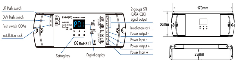 ES-DP(WT) Dvojité tlačítko Tuya WiFi LED SPI Controller Structures