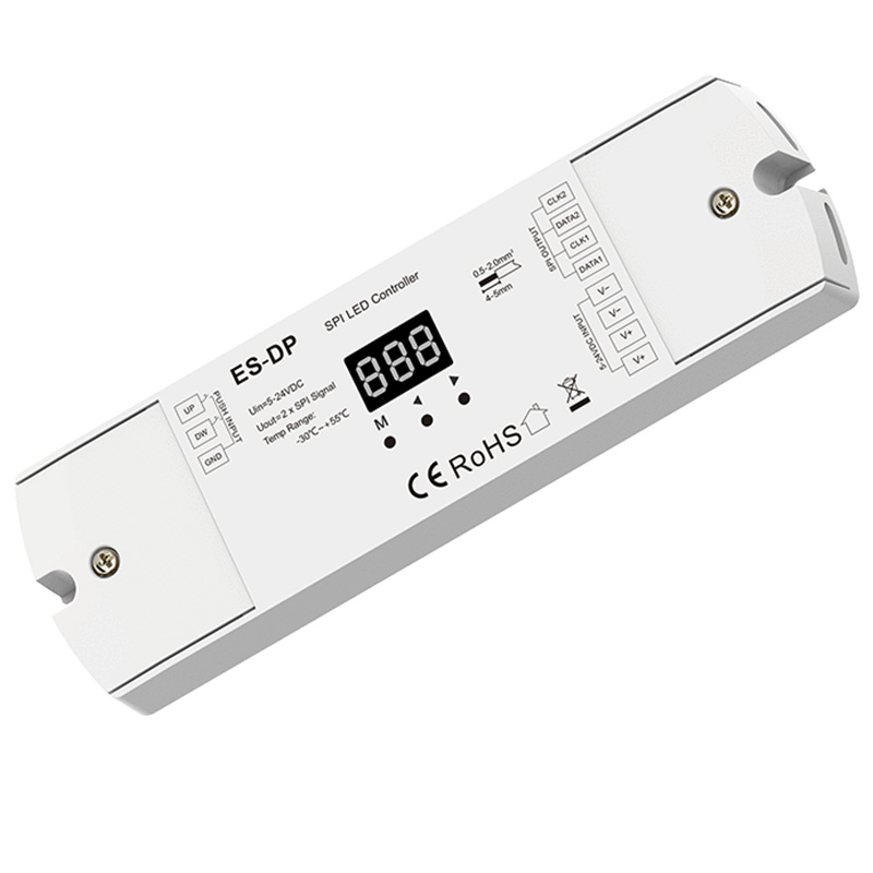 ES-DP 5 až 24 VDC duální tlačítkový ovladač SPI RGB LED ES-DP 5 až 24 VDC duální tlačítkový ovladač SPI RGB LED