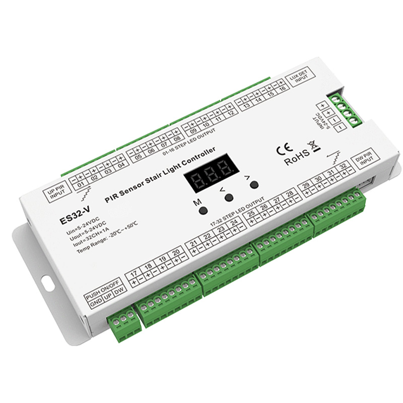 ES32-V 5 až 24 V DC OLED displej PIR senzor Ovladač schodišťového osvětlení