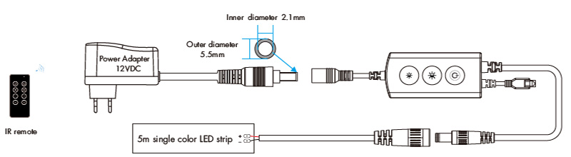 F1-D(WT)+RC1 Tuya IR & WiFi Controlled Light Dimmer Wiring Diagram