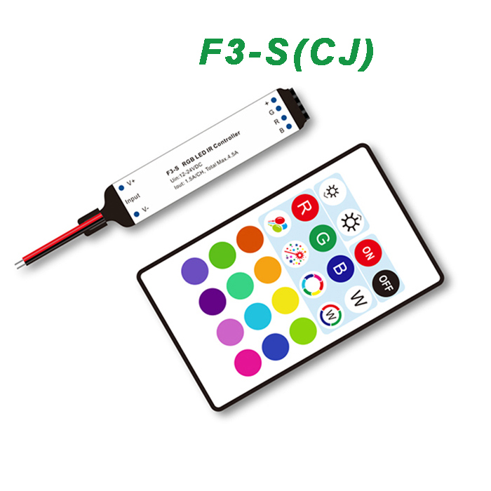 F3-S 3CH*1.5A DC12-24V Infrared Remote Mini RGB Controller