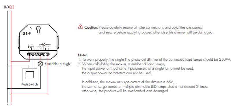 Schéma zapojení RF Triac AC Dimmer Control S1-F