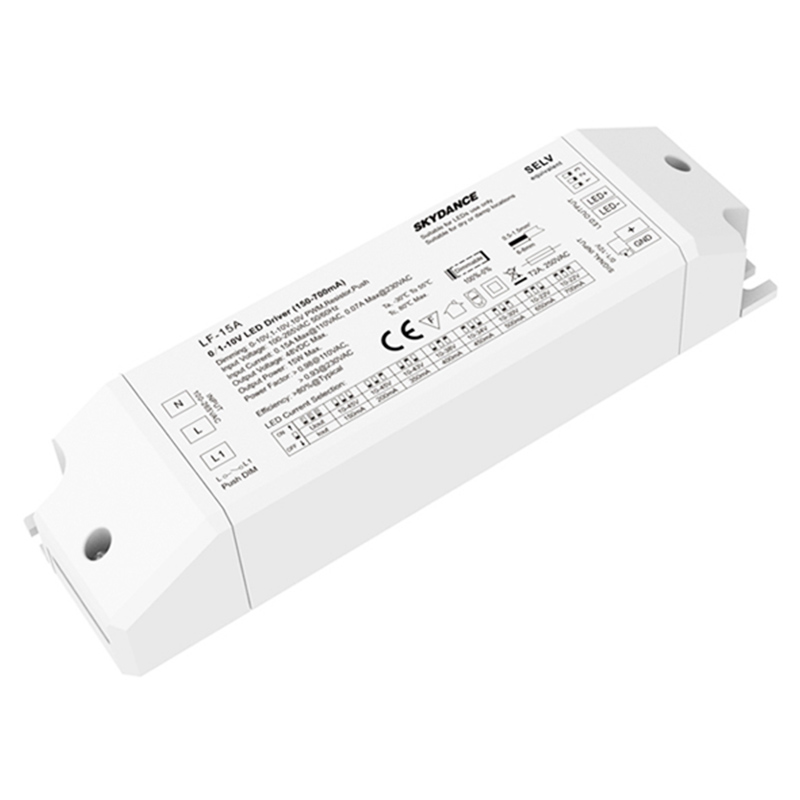 15W 150-700mA Multi-Current 0/1-10V& switchDim LED Driver LF-15A