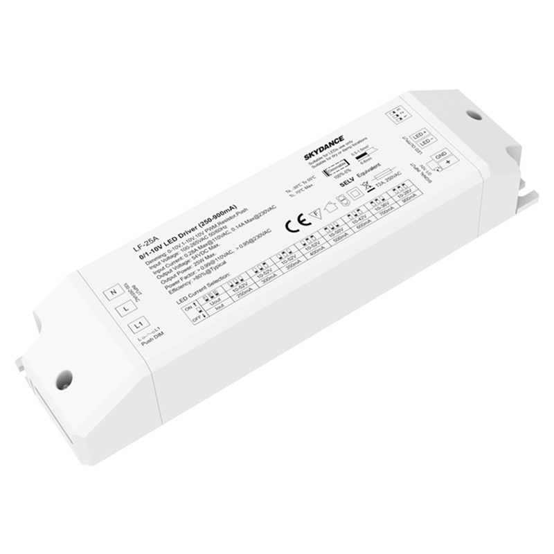 25W 250-900mA Multi-Current 0/1-10V& switchDim LED Driver LF-25A