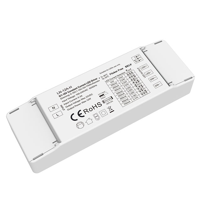 100-240VAC 12W 350-700mA Constant Current 0/1-10V Dimmable LED Driver LN-12A-H