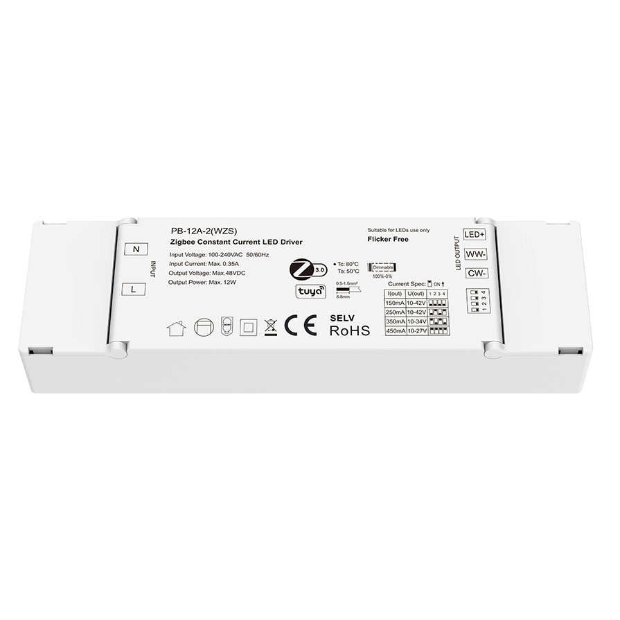 10-42VDC 2CH*(150-450mA) 12W Zigbee Constant Current Tunable White LED Driver PB-12A-2(WZS)