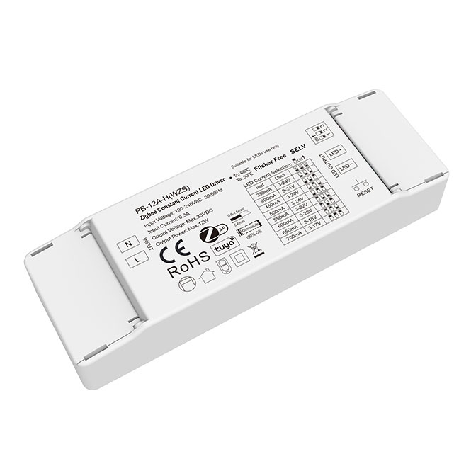 3-24VDC 1CH*(350-700mA) 12W Zigbee stmívatelný konstantní proud LED ovladač PB-12A-H(WZS)