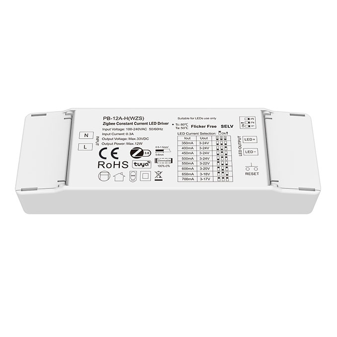 3-24VDC 1CH*(350-700mA) 12W Zigbee Dimmable Constant Current LED Driver PB-12A-H(WZS)