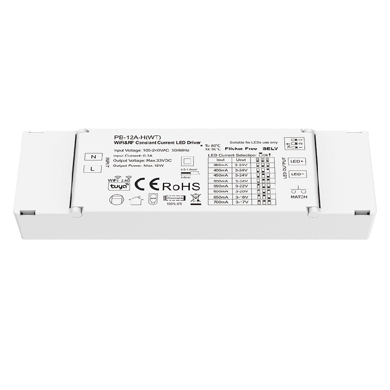 3-24VDC 1CH*(350-700mA) 12W Zigbee dimmbarer Konstantstrom-LED-Treiber PB-12A-H(WZS)