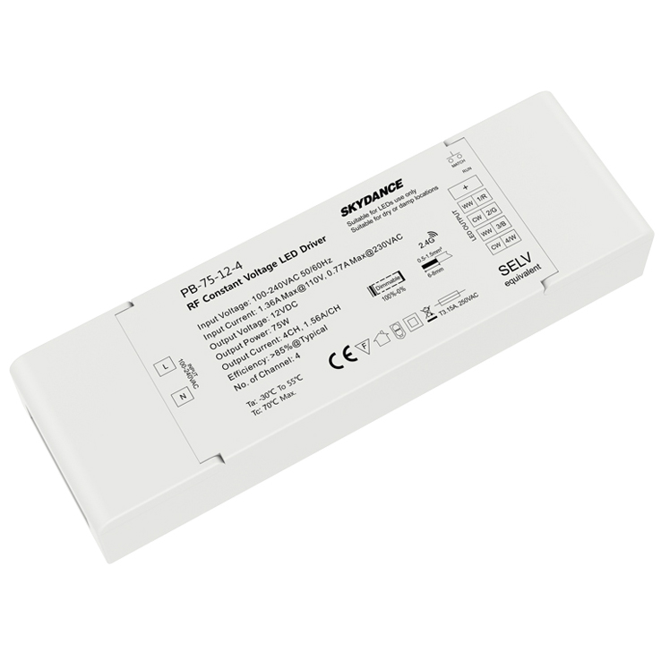 75W 4CH 12VDC CV Wireless Dim &switch Dim LED Driver PB-75-12-4