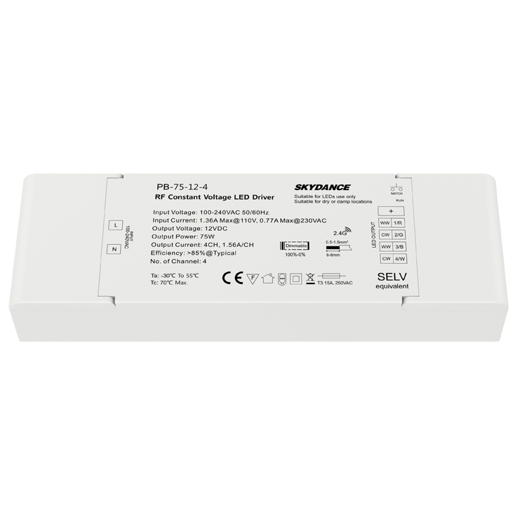 75W 4CH 12VDC CV Wireless Dim &switch Dim LED Driver PB-75-12-4 75W 4CH 12VDC CV Wireless Dim &switch Dim LED Driver PB-75-12-4