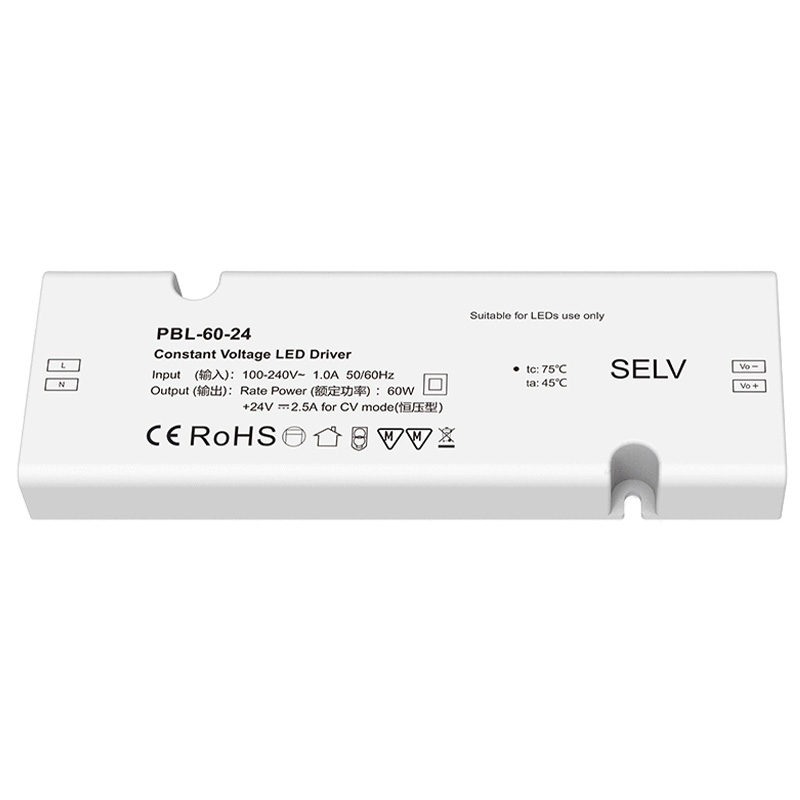 PBL-60-24 60W 100 až 240VAC konstantní napětí SELV ovladač LED PBL-60-24 60W 100 až 240VAC konstantní napětí SELV ovladač LED
