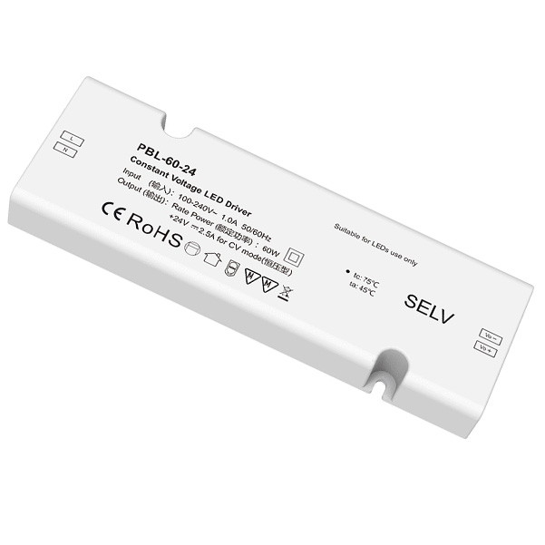 PBL-60-24 60W 100 až 240VAC konstantní napětí SELV ovladač LED PBL-60-24 60W 100 až 240VAC konstantní napětí SELV ovladač LED
