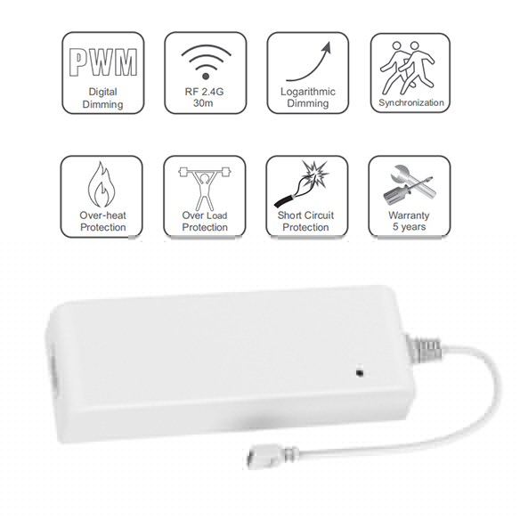 3CH 75W 12V WiFi+RF dimmbarer LED-Treiber PH-75-12-3(WT)