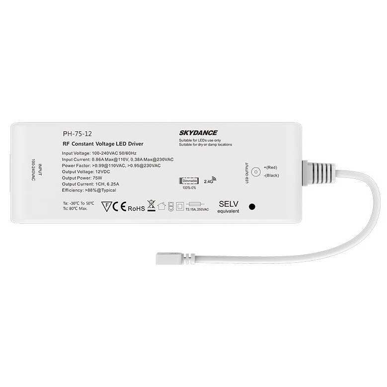 75W 12V RF Dimmable LED Driver PH-75-12 75W 12V RF Dimmable LED Driver PH-75-12