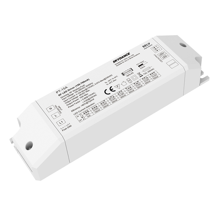 15W 150-700mA Multi-Current Wireless Dim & switchDIM LED Driver PT-15A, For LED Home Lighting