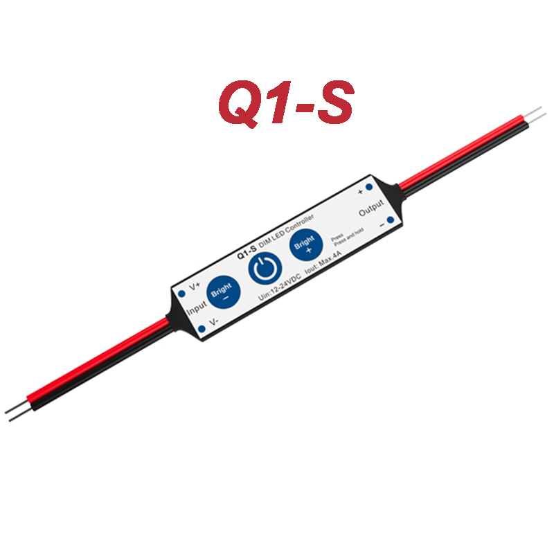 Q1-S DC12-24V 1CH*4A 3-Key Single Color LED Mini Controller Without Remote Function Q1-S DC12-24V 1CH*4A 3-Key Single Color LED Mini Controller Without Remote Function