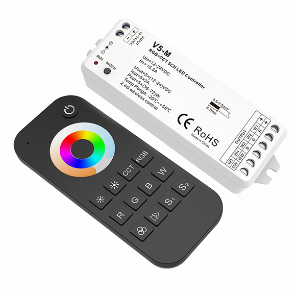 RGB+CCT LED Strip Controller Set V5-M+RT5 For dimmable led strip lights